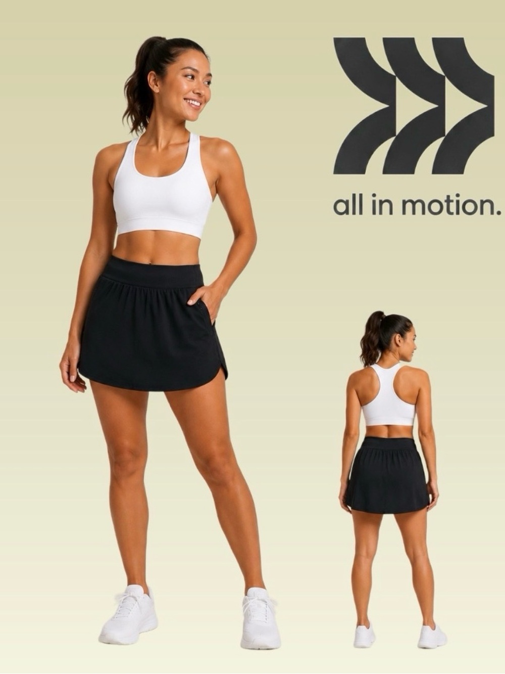 All in Motion Active Woven skort, black, size Large